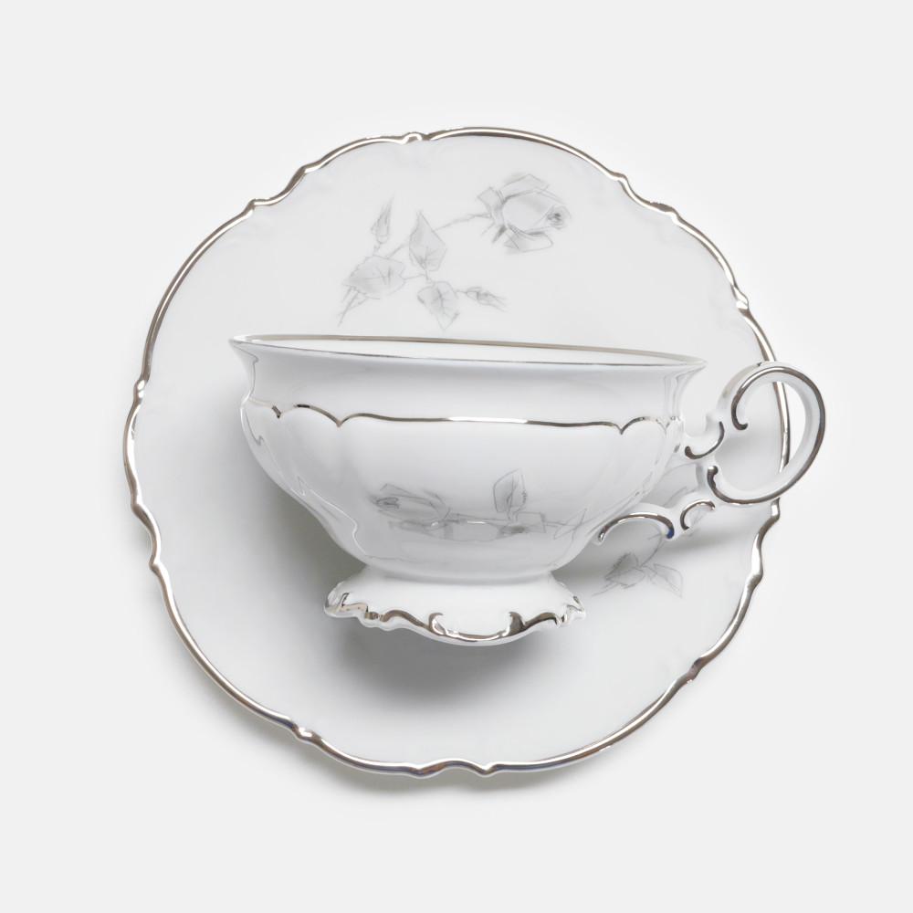 [중고] 후첸로이터 그레이 로즈 찻잔