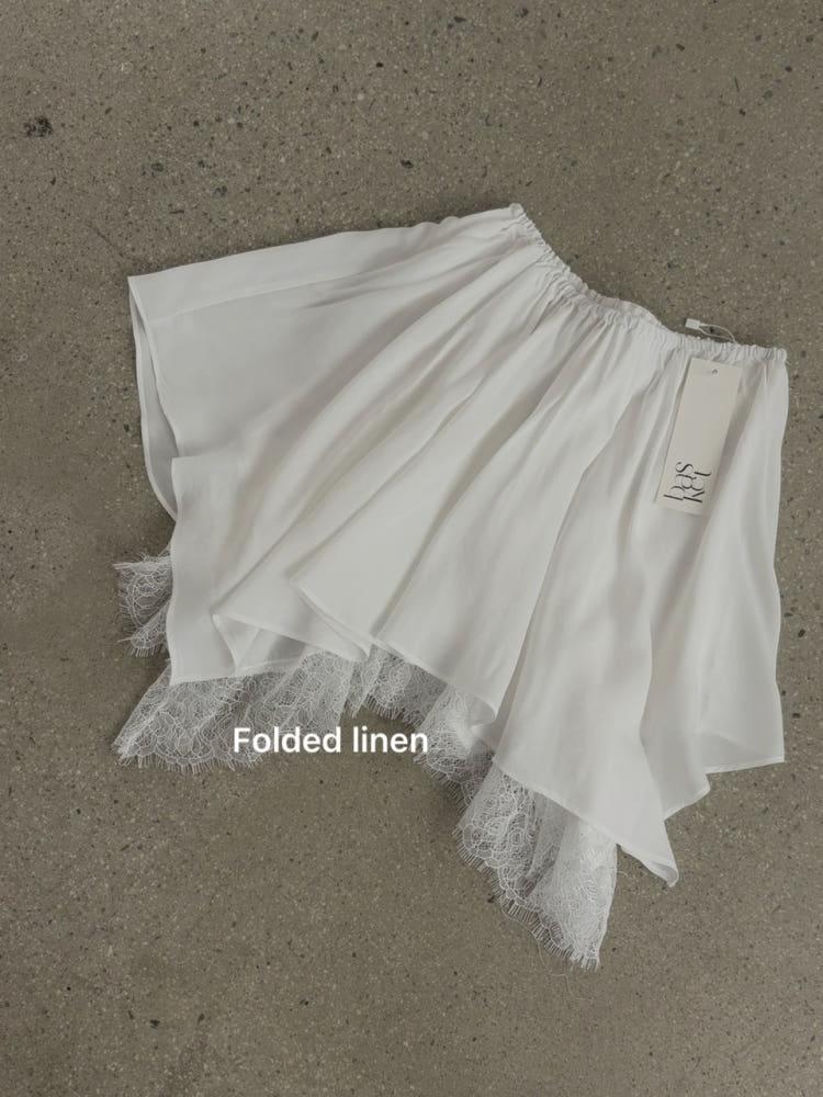 (당일)Basket 바스켓 제리 스커트 밴딩 언발 레이스 레이어드 스커트(1color)