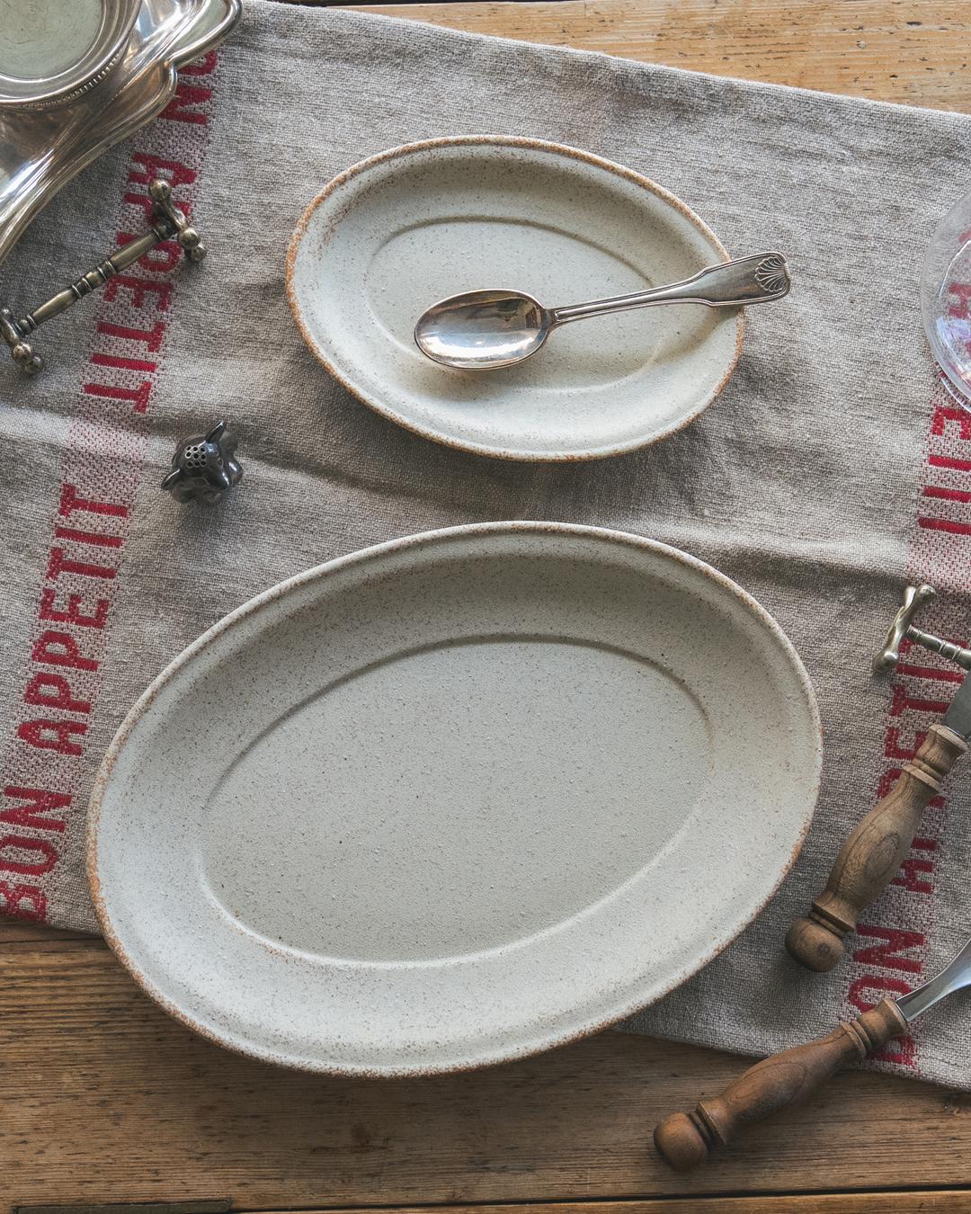 Sand Beige Oval Plate