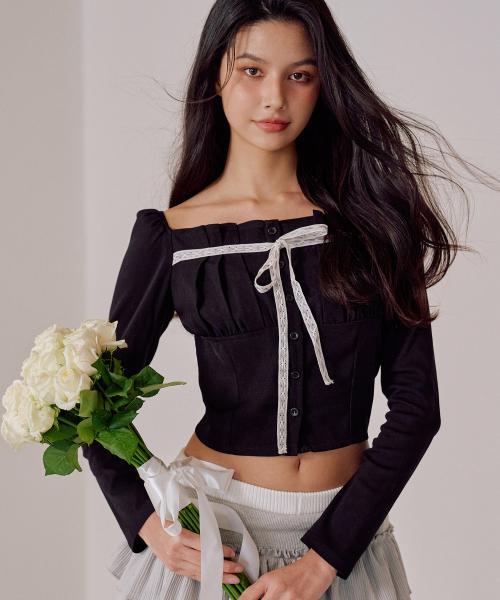 로자린드 핀턱 블라우스 [BLACK]