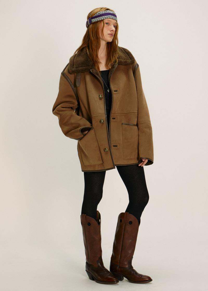 시어링 스웨이드 무스탕_브라운