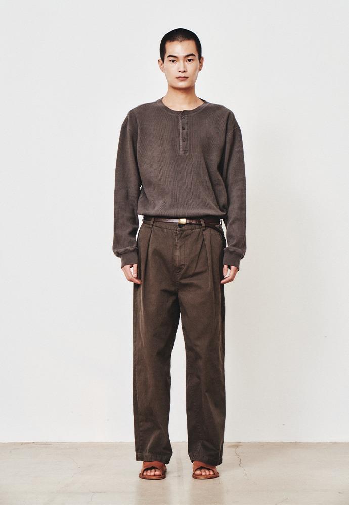 Garment Dyed Waffle Henley_Faded Charcoal