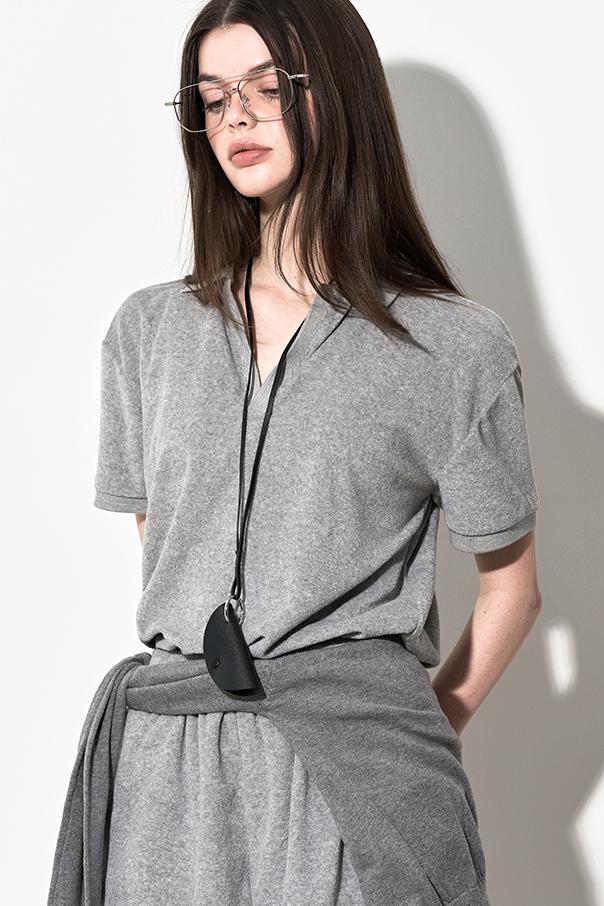 테리 자수 폴로 셔츠 - 멜란지그레이