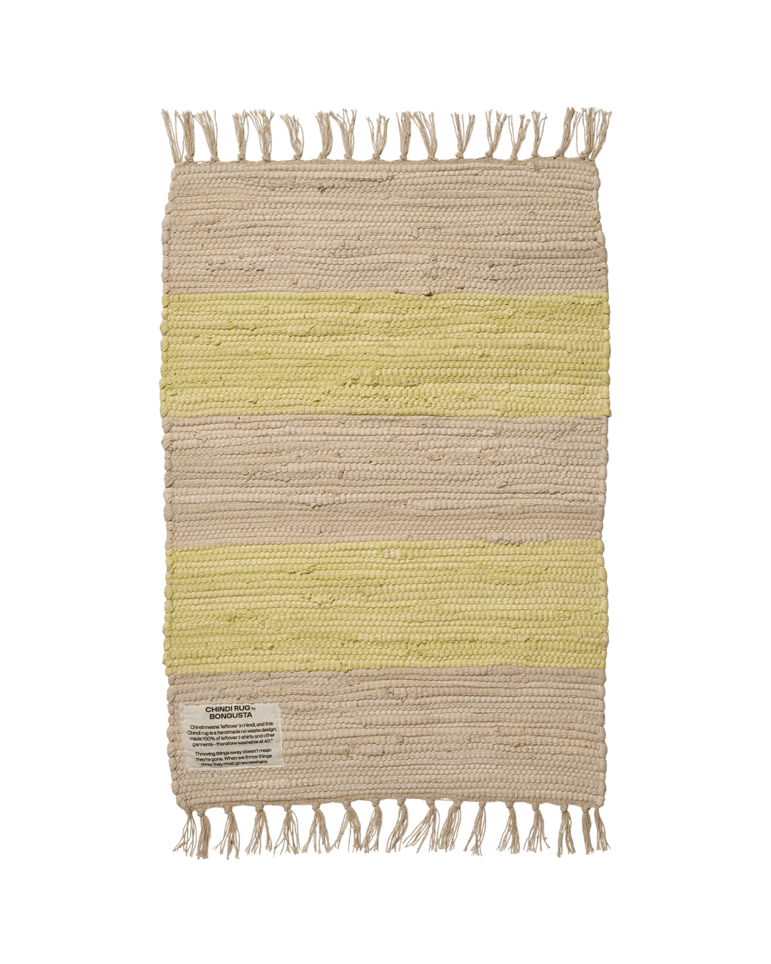 Chindi Rug, Neon Yellow & Creme - 60 X 90