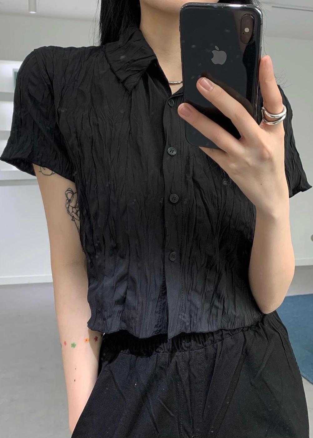 주문폭주) (4color) Wrinkle short shirt (여유주문)