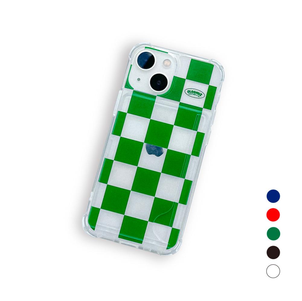 아이폰13케이스 [주문제작] 글루미즈 유기견 후원 체커보드 베이직 탱크카드수납 폰케이스