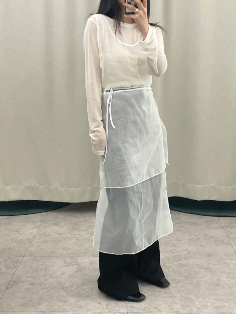 레이어드 롱 시스루 원피스 (2color)