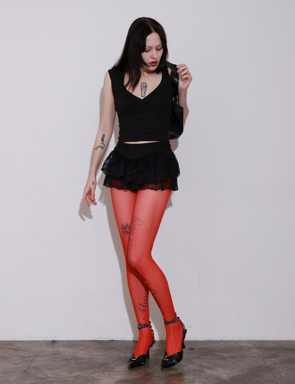 Double Layer Lace Mini Skirt Black [03.10 Delivery]
