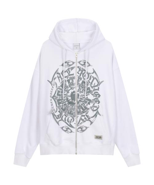 HOLE GRAPHIC HOOD ZIP-UP_WH