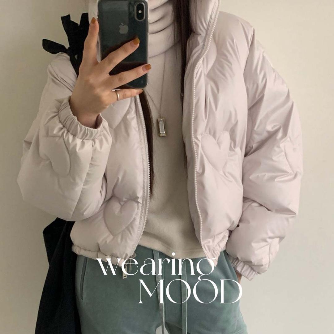 러브유쏘머치 하트 양면 패딩 오리털 덕다운 리버시블 숏 패딩 점퍼 (2c)