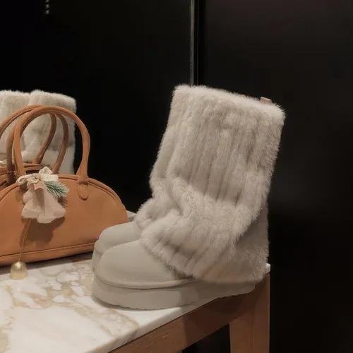 윈터 스노우 스웨이드 여성방한부츠 보온 청키 털부츠