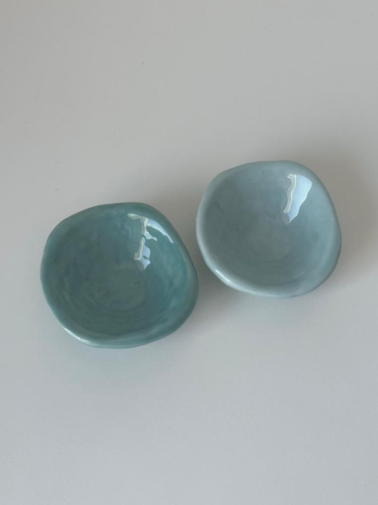blue sauce bowl 블루 파란색 소스 그릇 도자기 종지 그릇