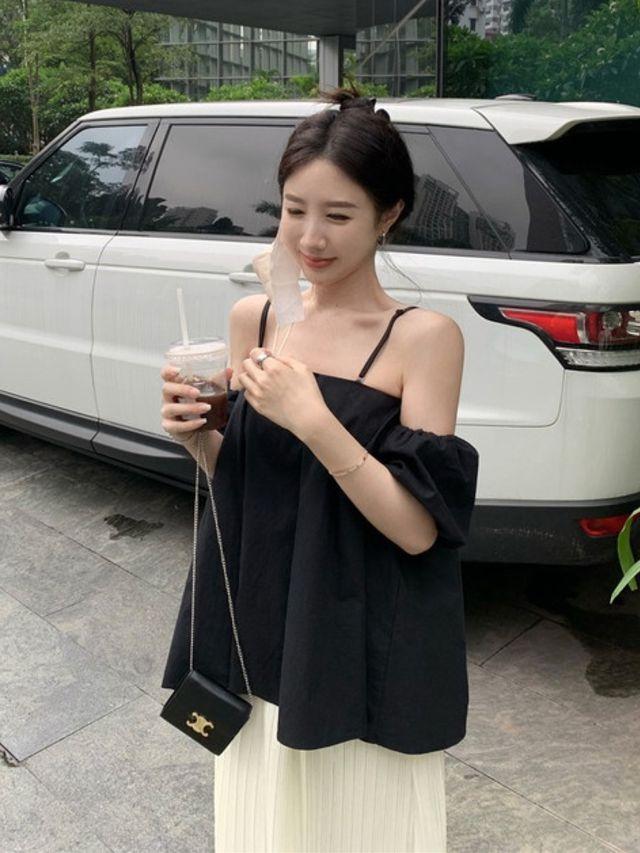 [당일출고] 프라 오프숄더 블라우스 [반팔오프숄더 어깨끈오프숄더 루즈핏오프숄더 튜브탑블라우스 탱크탑 바캉스 페스티벌 공연 클럽]