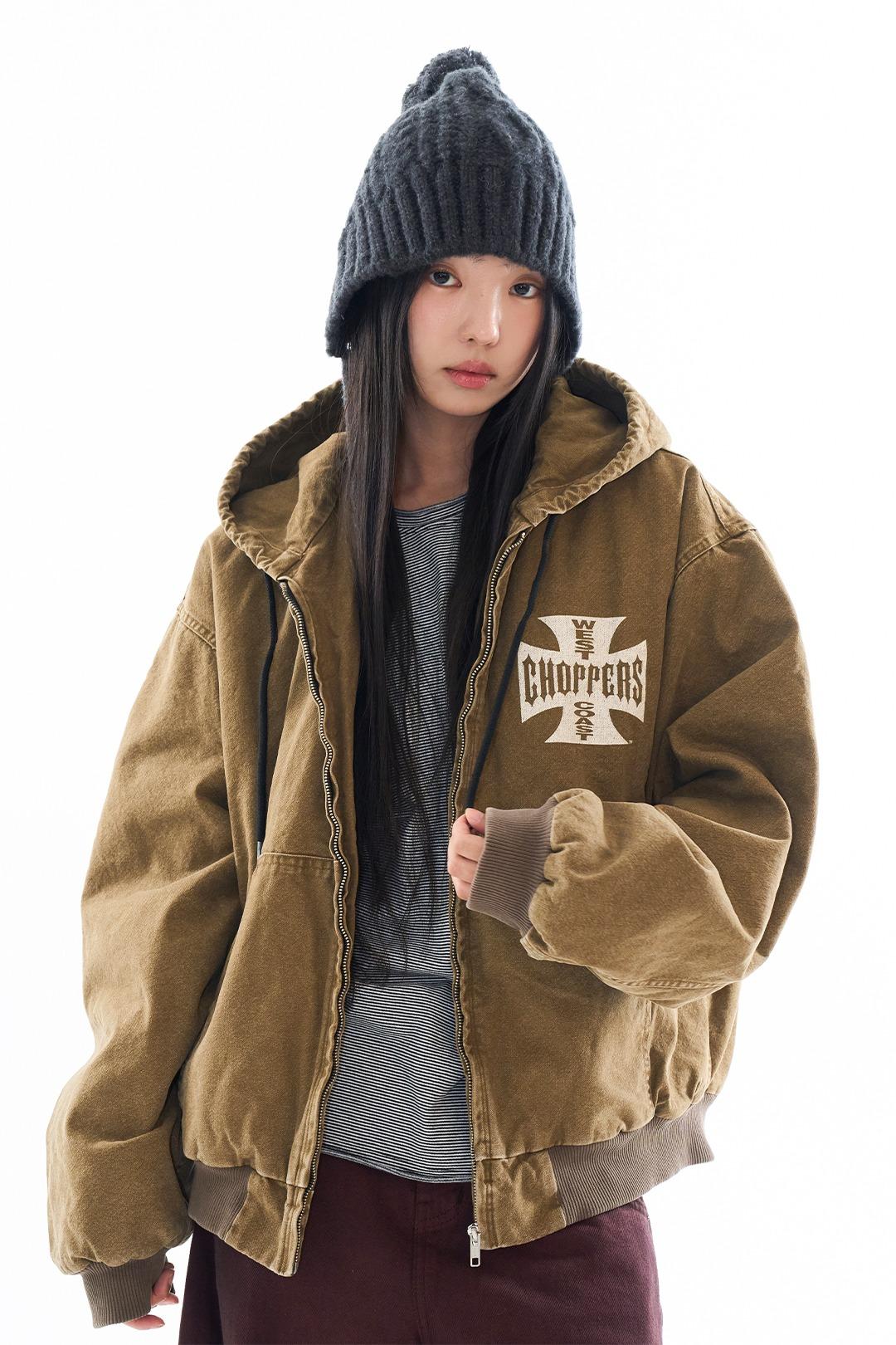 웨스트 퀼티드 후드 점퍼