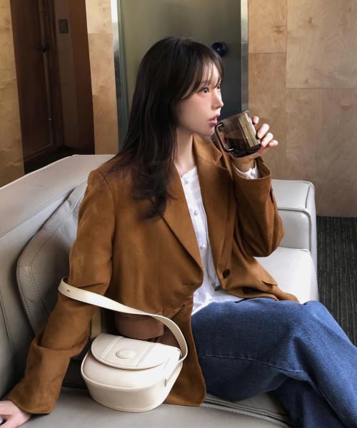 스웨이드 싱글 자켓_brown