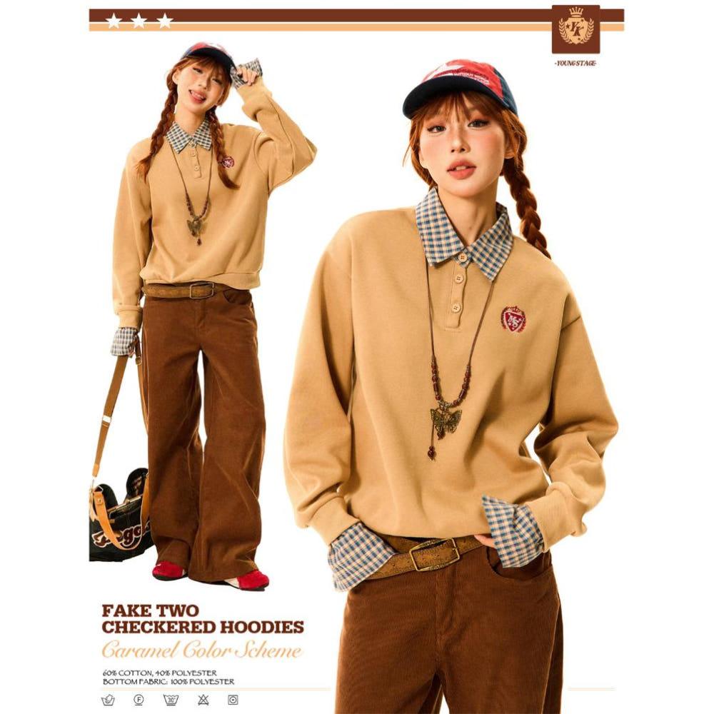 YOUNG STAG 아메리칸 레트로 페이크 투피스 스웨터 2color