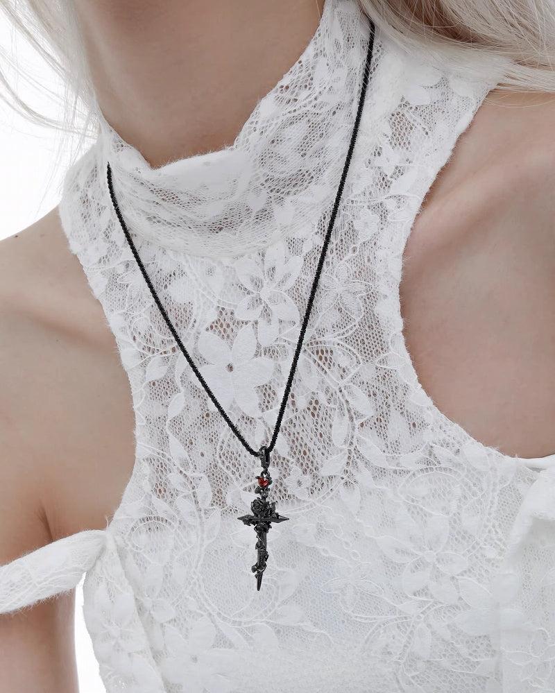 Forbidden Rose Cross Necklace