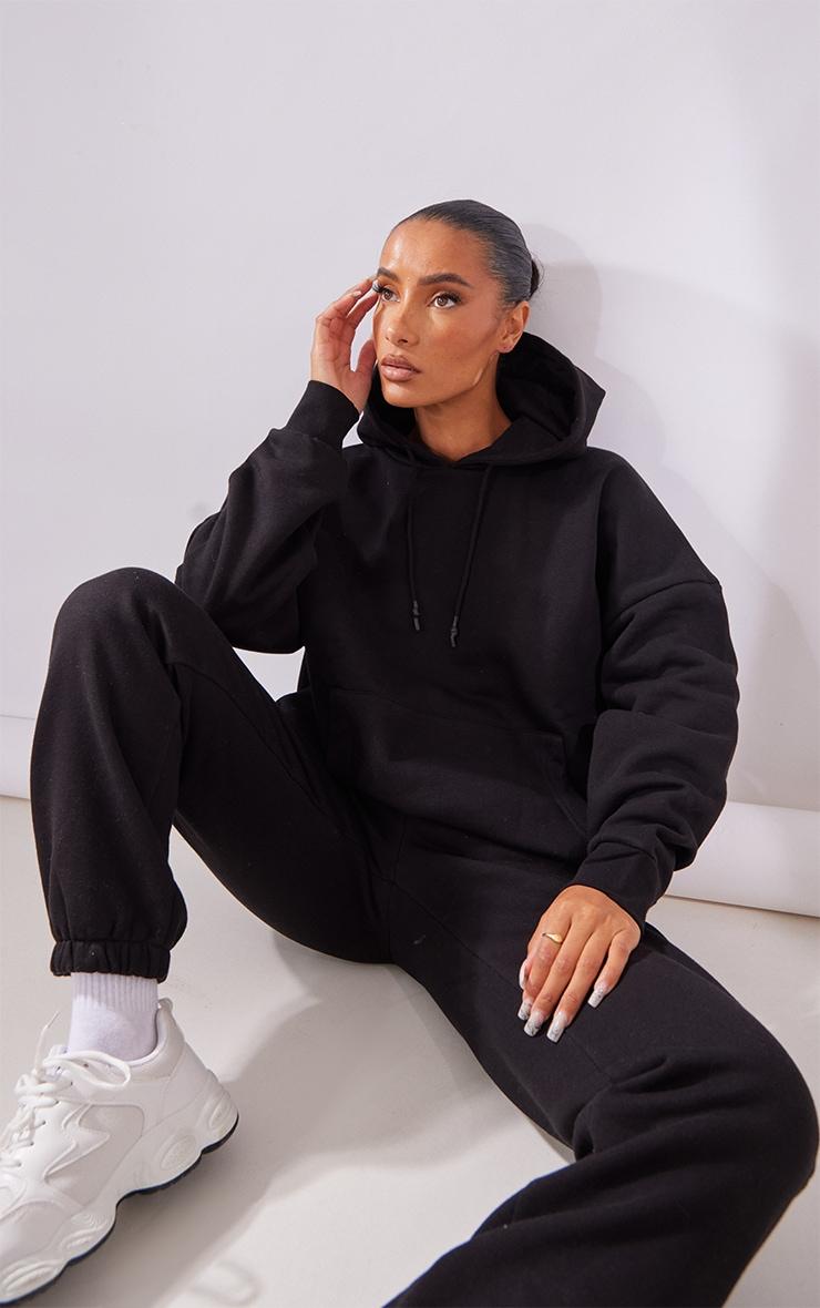 PLT Label Black Oversized Hoodie