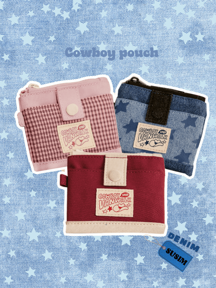 수심 Cowboy Wallet(3 color) 카우보이 데님 동전 지갑 파우치 키치 유니크