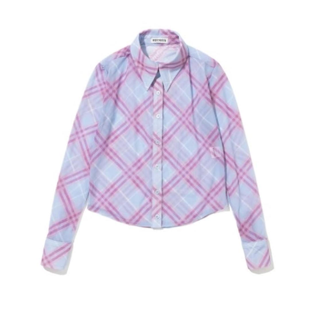 Whynotus Mesh Shirts Blue Plaid | 후루츠패밀리