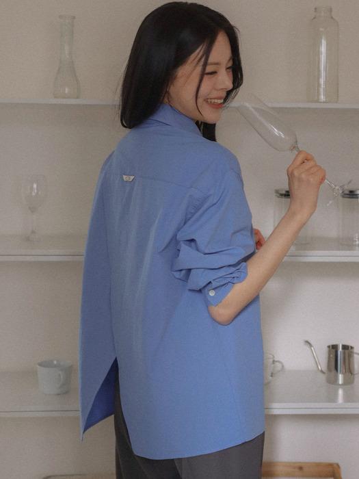Backslit detail soft cotton shirt_Blue