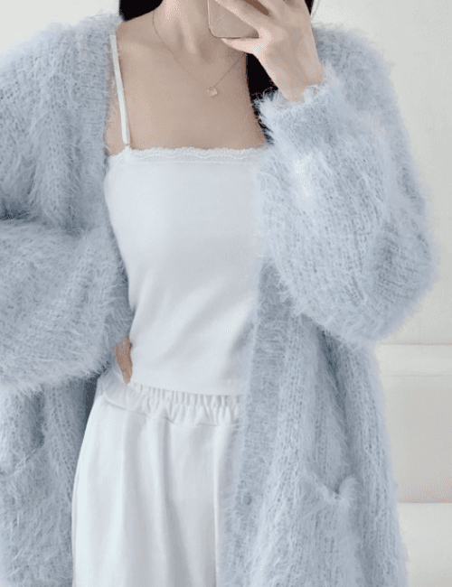 러체 Celebrity button cd 소라 퍼 버튼 가디건