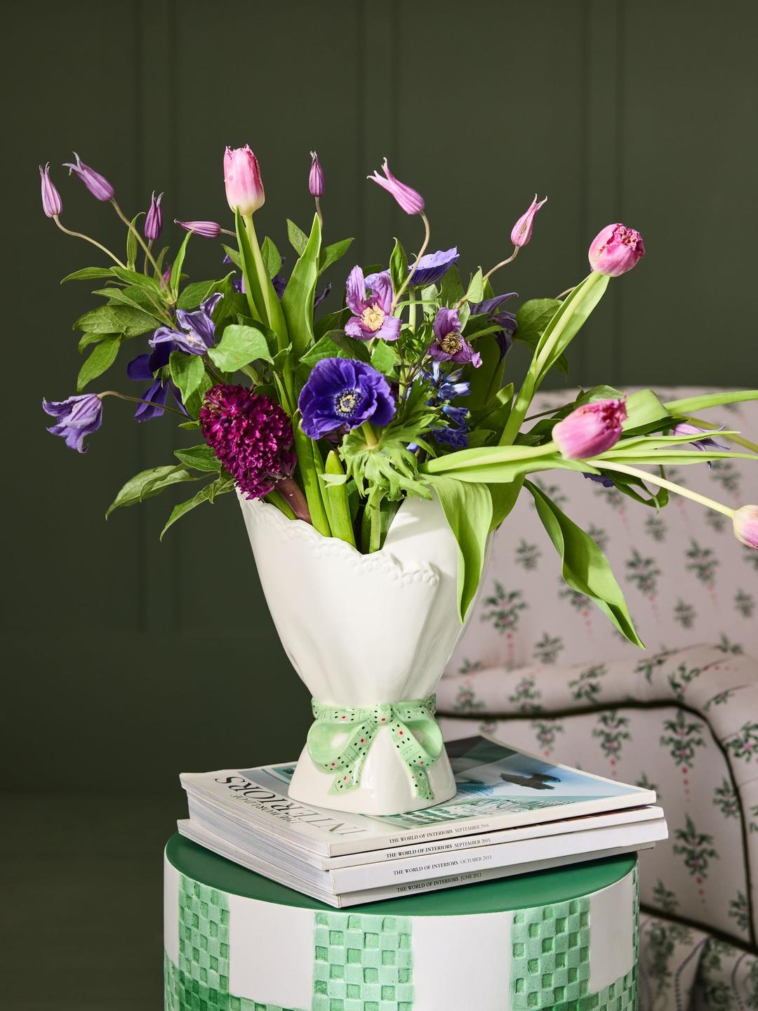 Cath Kidston White/Green Bouquet Vase