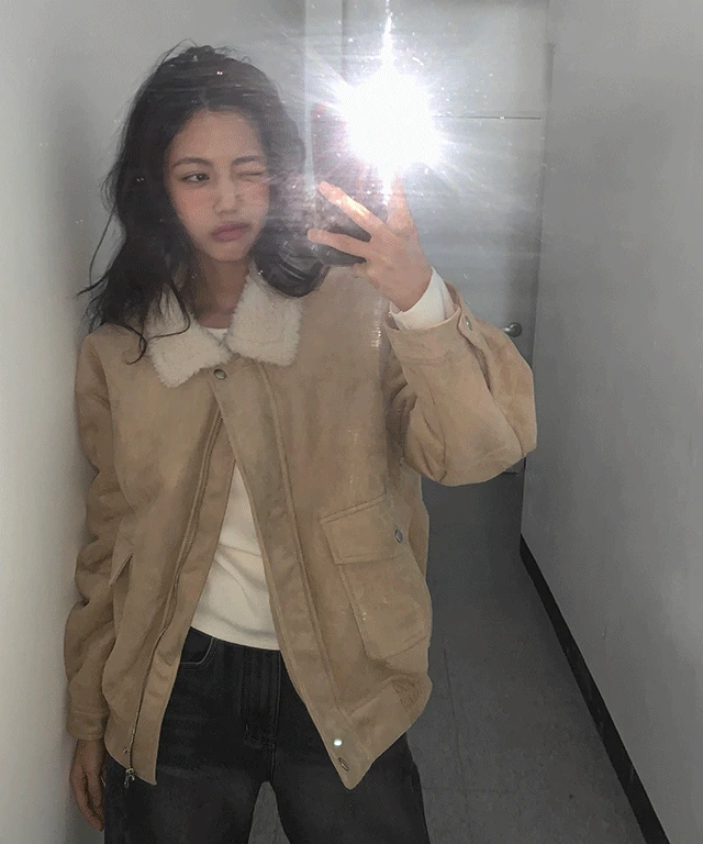 데이코 퍼 카라 무스탕 점퍼