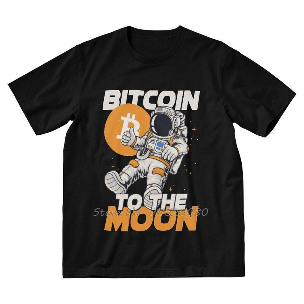 헵타커머스 비트코인 이더리움 가상화폐 암호화폐 티셔츠 bitcoin to the moon t shirt men 코튼 프린트 funny  tshirt short sleeve astronaut - 위시버킷