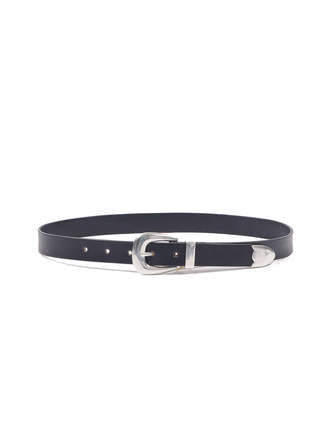 3 Piece Slim Silver Belt Black