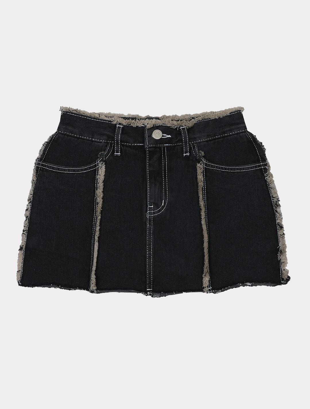 denim line play skirt (black)