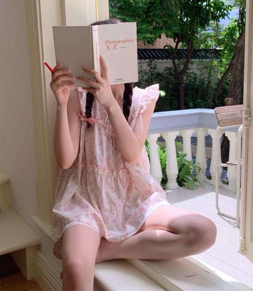 이지 플라워 잠옷 세트, 코튼 파자마 세트 1color