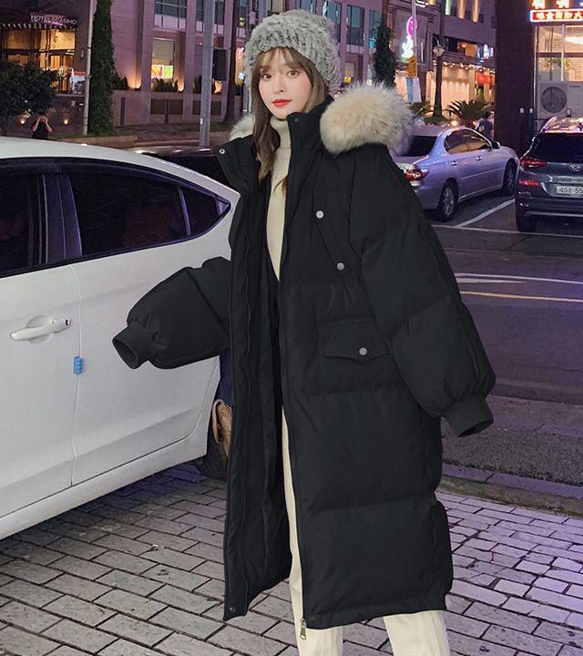 J130-8 하티즈 빅사이즈여성 후드 롱패딩 44-110