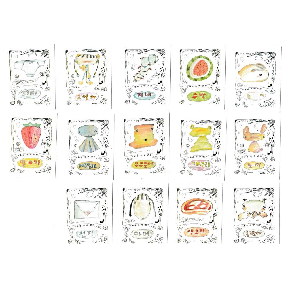 [NARAK]: 색연필 칼선 조각 스티커 14종 세트