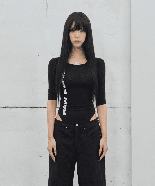 3/4 Sleeve Bodysuit / Black