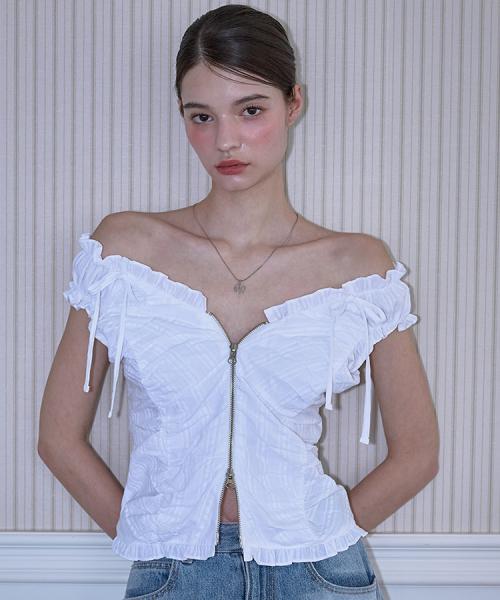 Two-way Frill Ribbon Sleeveless [White]