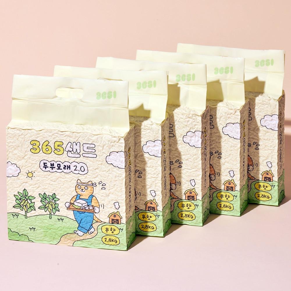 3651 365샌드 고양이 두부모래 2.0 무향 2.8kg X 5개입(1박스)