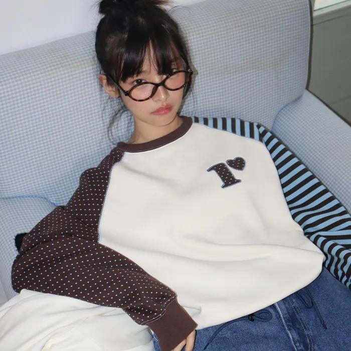 DOT R STRIPE BLOCKING SWEATSHIRT CREAM