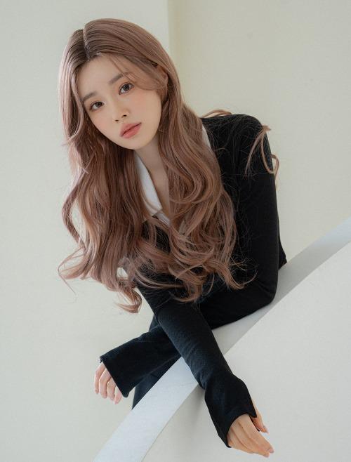 여성 레이스스킨 통가발내츄럴 파팅 볼드펌 (로즈핑크)