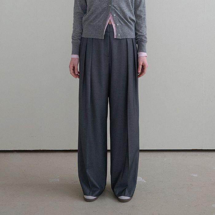 Double Pintuck Wide Slacks