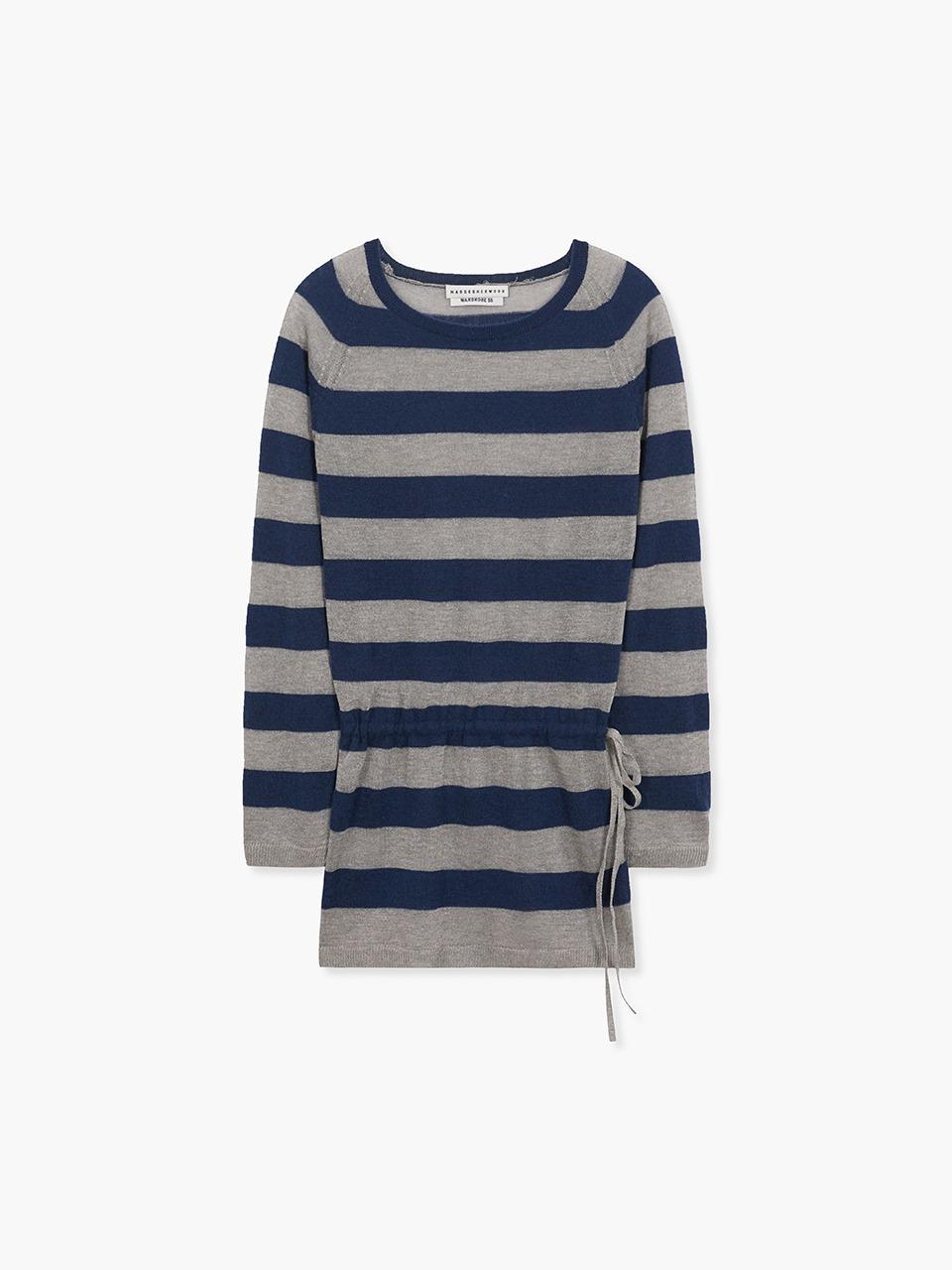 METALLIC STRIPE KNIT DRESS_navy
