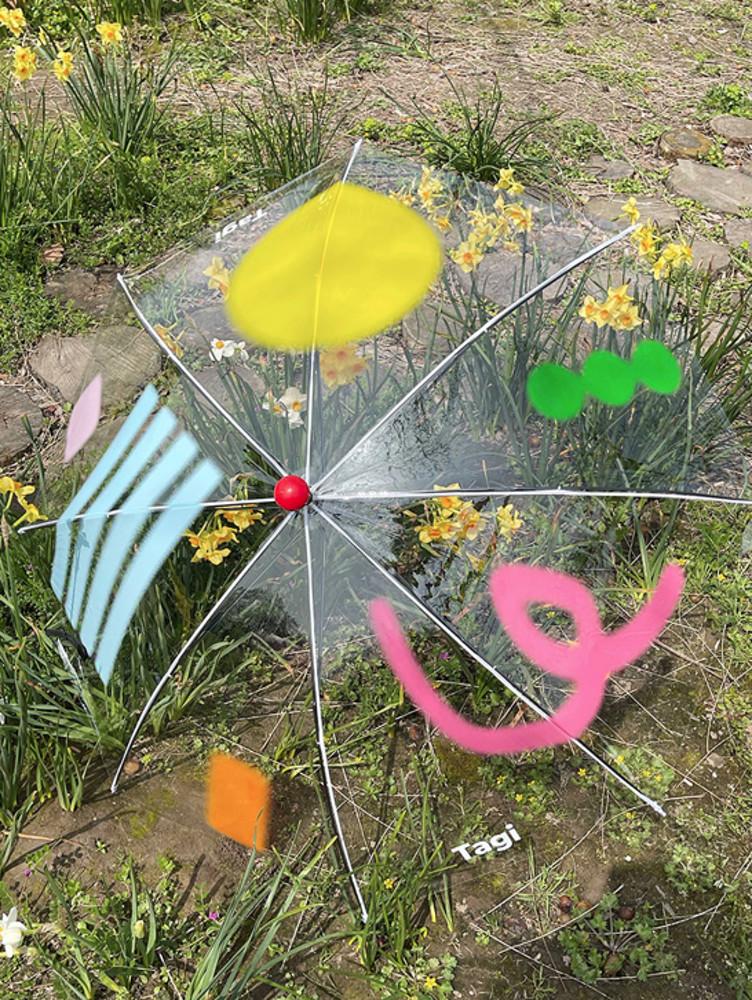 디어빌리지 레인볼 특이한 디자인 감성우산 모던 체크 방수 투명 스타일 우산