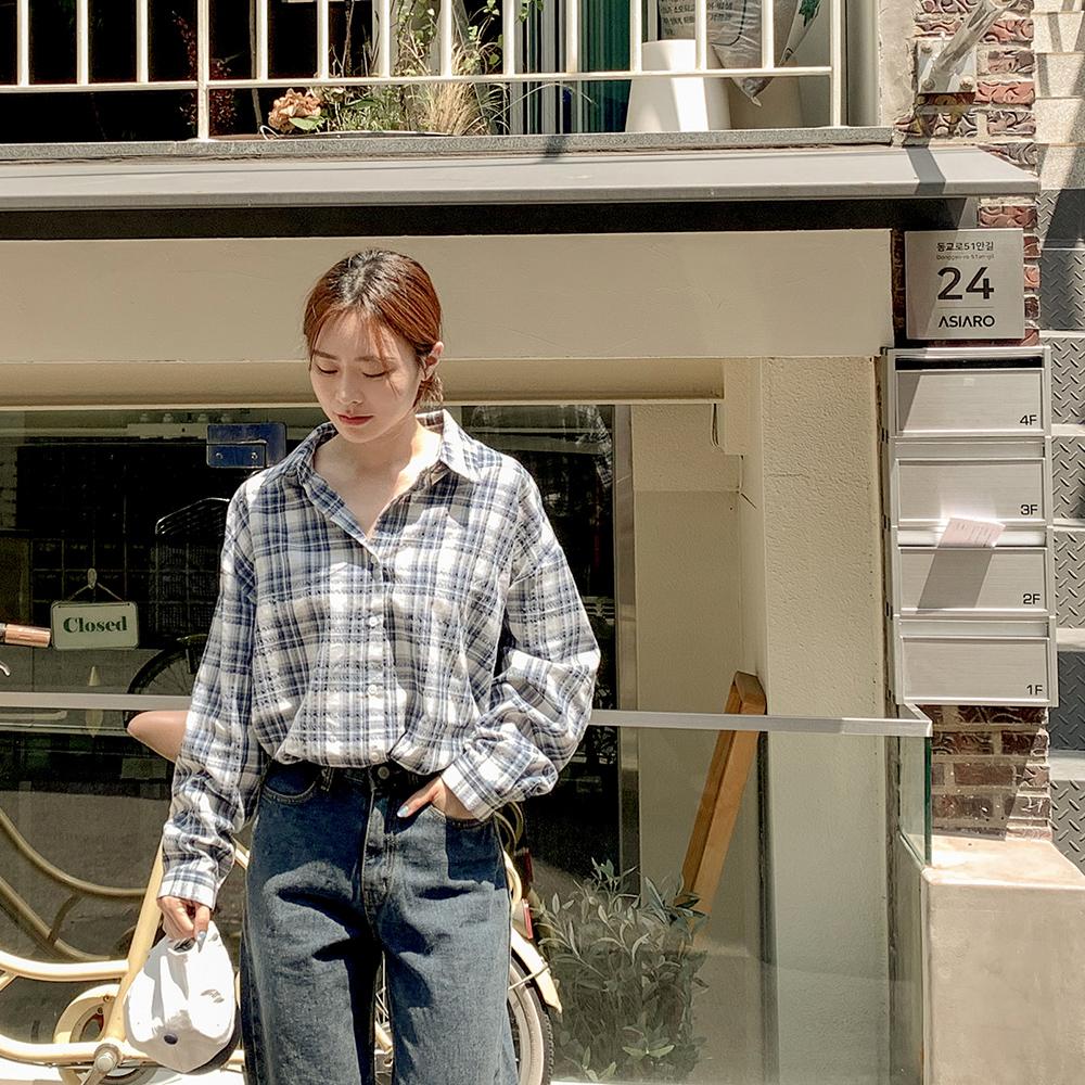 [PLAN MADE] 포그 체크 루즈핏 셔츠