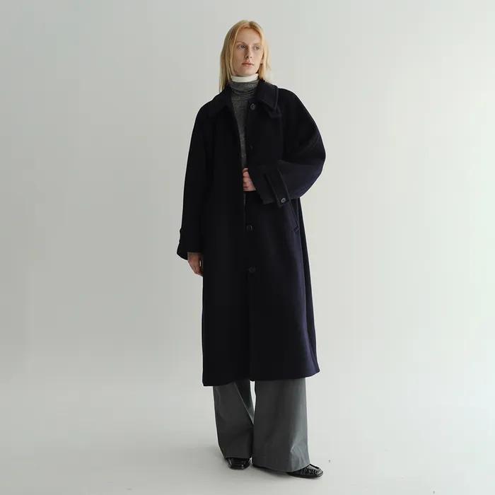 WOOL BALMACAAN COAT (NAVY)