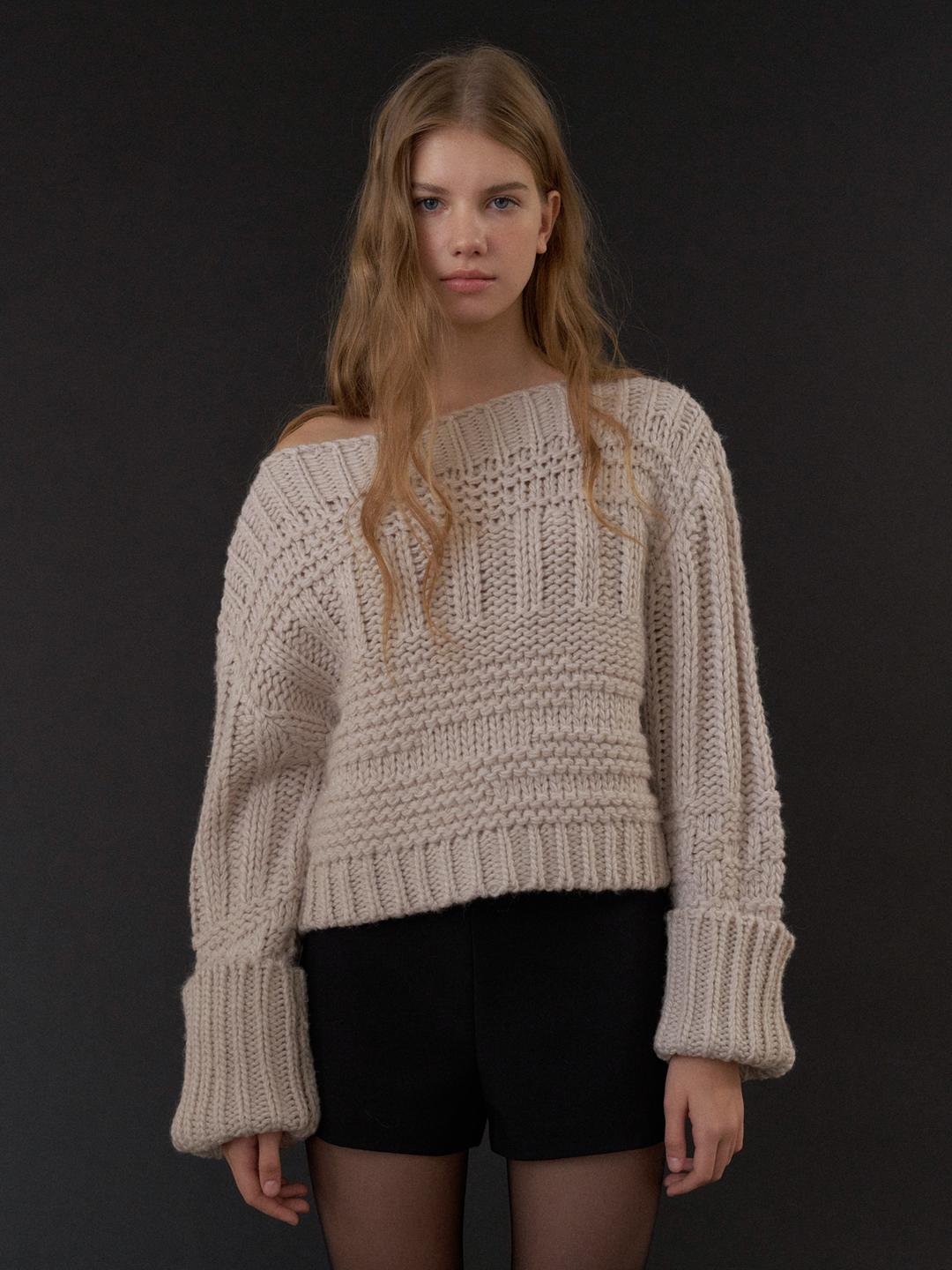boatneck bulky knit (greige)
