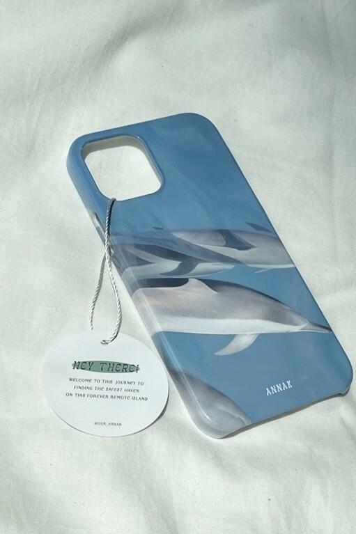 안낙 돌고래 고래 바다 파도 폰케이스 여름 하드케이스 유광케이스 블루 아이폰 갤럭시 LG 우영우 [swimmers in the sea hard case]