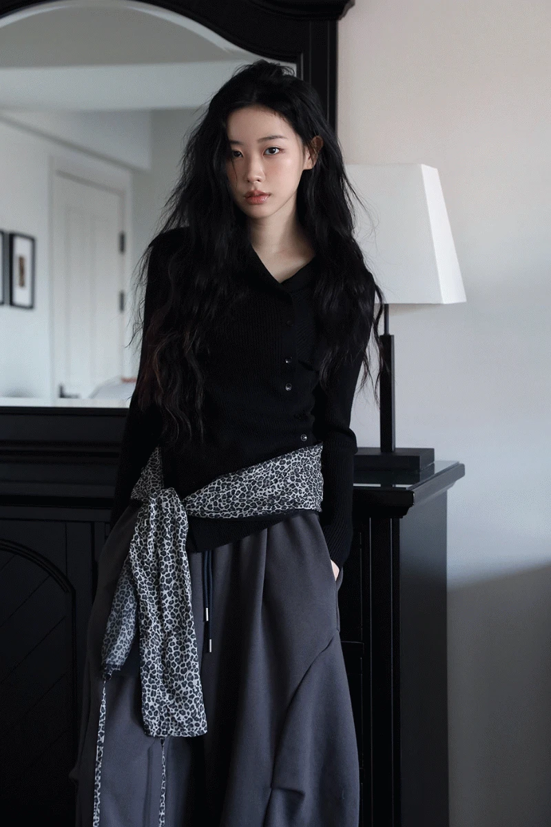 [MD PICK/당일발송] 오픈 버튼 골지 탑