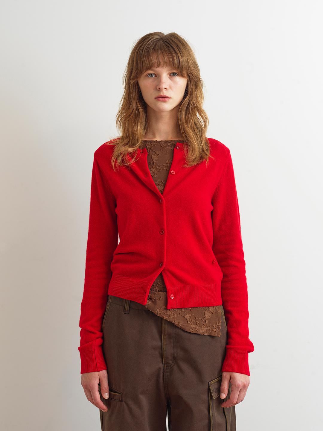 TWO WAY BUTTON CARDIGAN - RED