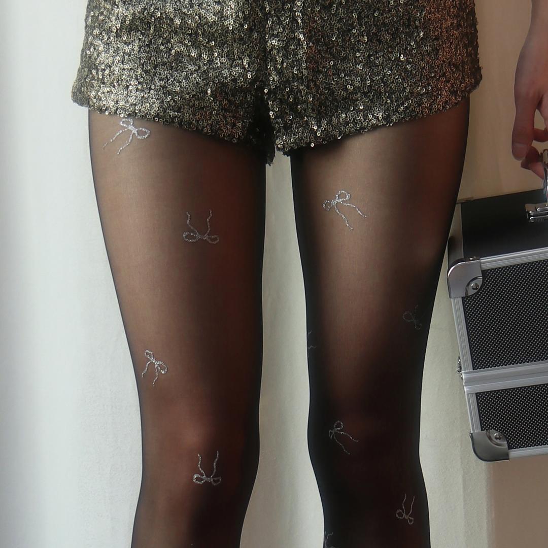 silver ribbon tights (black) *11/15 배송예정