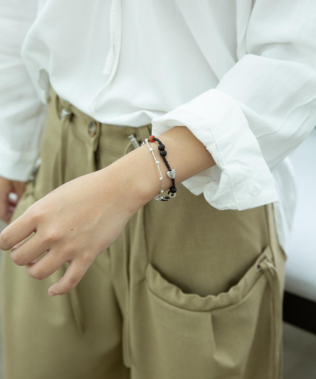 stone beads double layered bracelet